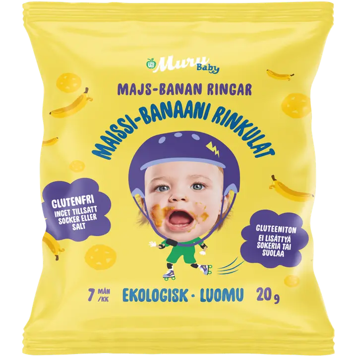 Muru Baby Luomurinkulat maissi-banaani 7 kk 20 g｜Muru Baby 有机玉米香蕉卷 7 个月 20 g