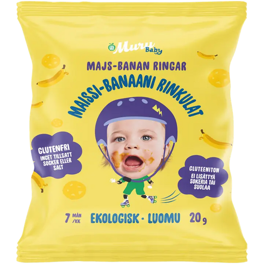 Muru Baby Luomurinkulat maissi-banaani 7 kk 20 g｜Muru Baby 有机玉米香蕉卷 7 个月 20 g