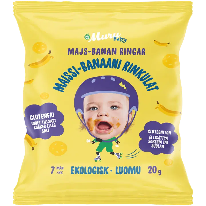 Muru Baby Luomurinkulat maissi-banaani 7 kk 20 g｜Muru Baby 有机玉米香蕉卷 7 个月 20 g