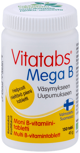 Vitatabs Mega B复合B族维生素片 150 tabl｜Vitatabs Mega B moni B-vitamiinitabletti 150 tabl