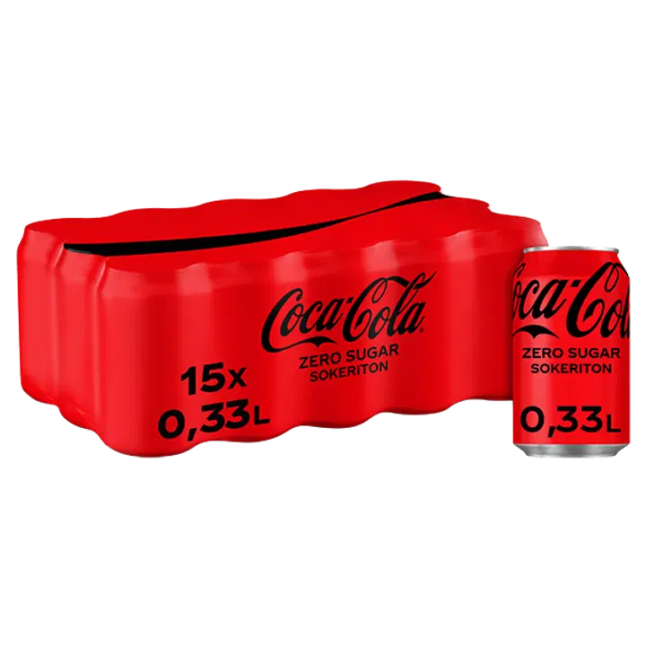 15-pack Coca-Cola Zero Sokeriton virvoitusjuoma tölkki 0,33 L｜Coca-Cola 15罐装可口可乐零糖软饮料罐 0,33 L