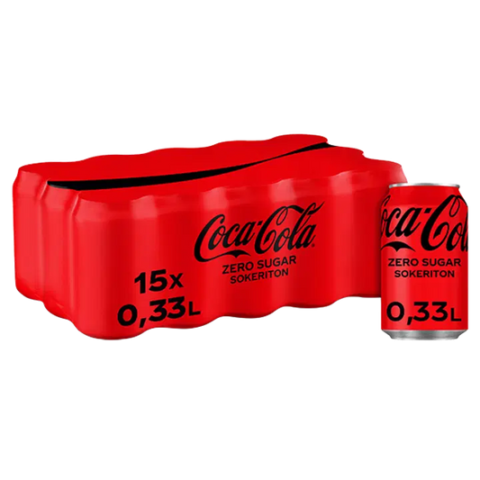 15-pack Coca-Cola Zero Sokeriton virvoitusjuoma tölkki 0,33 L｜Coca-Cola 15罐装可口可乐零糖软饮料罐 0,33 L