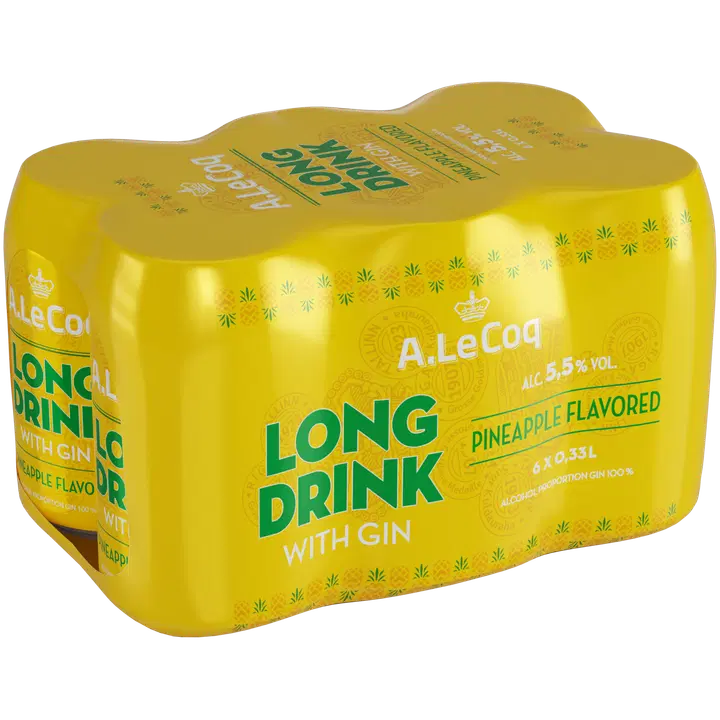 6xA. Le Coq GIN Pineapple Long Drink 5,5 % 0,33 l tlk｜A. Le Coq 6xA。 Le Coq GIN菠萝长饮 5.5% 0.33 l tlk
