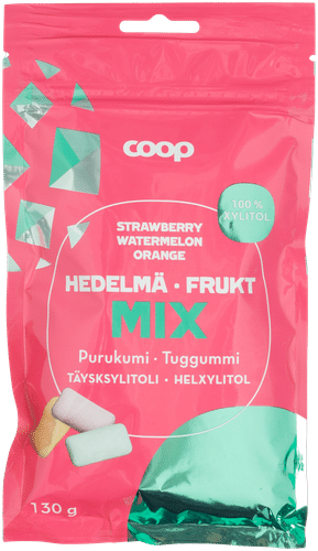 Coop 全木糖醇口香糖 水果混合 130 g｜Coop täysksylitolipurukumi hedelmämix 130 g
