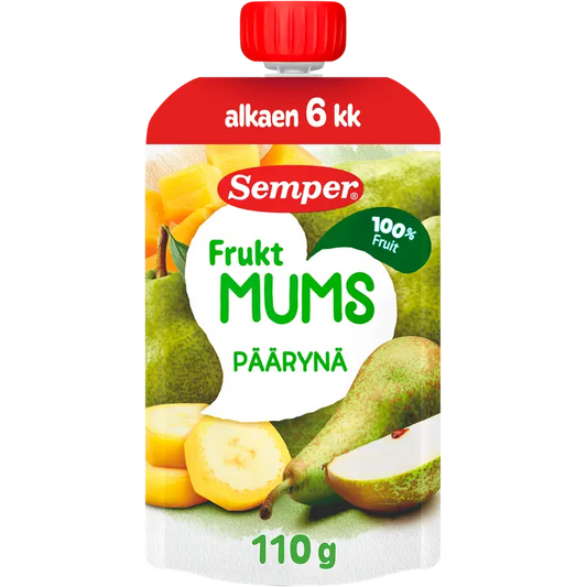 Semper Fruktmums Päärynä 6kk hedelmäsose 110g｜Semper Fruktmums 梨 6 个月果泥 110g