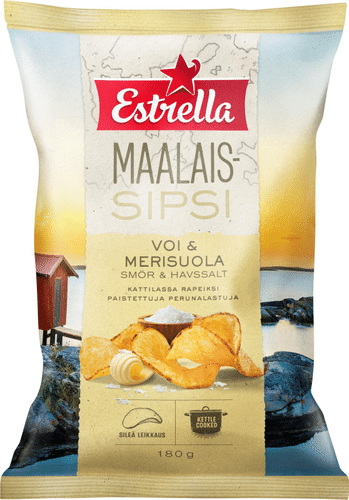 Estrella 乡村薯片 黄油和海盐味 180g｜Estrella Maalaissipsi voi & merisuola 180g