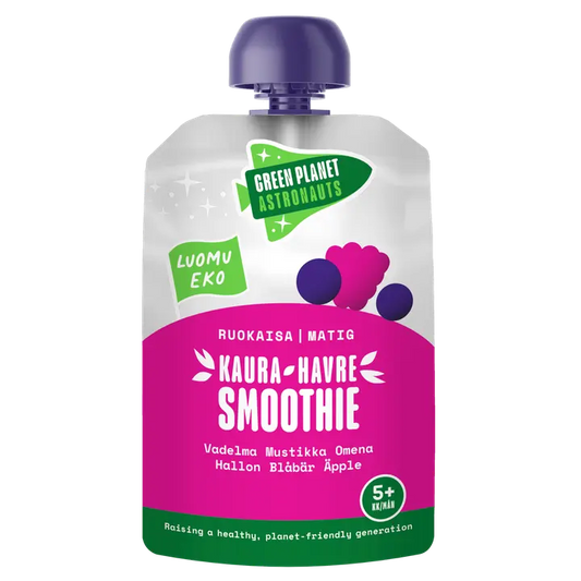 Green Planet Astronauts Luomu Kaurasmoothie vadelma-mustikka-omena 100g 5kk+｜Green Planet Astronauts 有机燕麦冰沙覆盆子、蓝莓、苹果 100 克 5 个月+