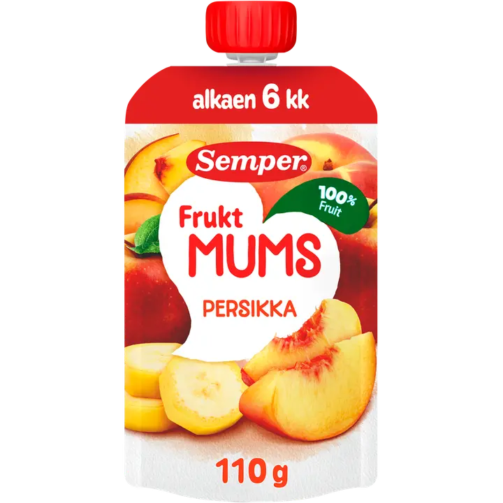 Semper Fruktmums Persikka 6kk hedelmäsose 110g｜Semper Fruktmums 桃子 6 个月果泥 110g