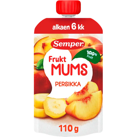 Semper Fruktmums Persikka 6kk hedelmäsose 110g｜Semper Fruktmums 桃子 6 个月果泥 110g