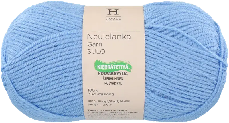 House 丙烯酸毛线 Sulo 100克 绣球花浅蓝 271｜House neulelanka akryyli Sulo 100 g Hydrangea Light Blue 271