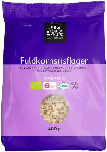 URTEKRAM luomu Täysjyvä riisihiutale gluteeniton 400g｜Urtekram 有机全麦米片 无麸质 400g