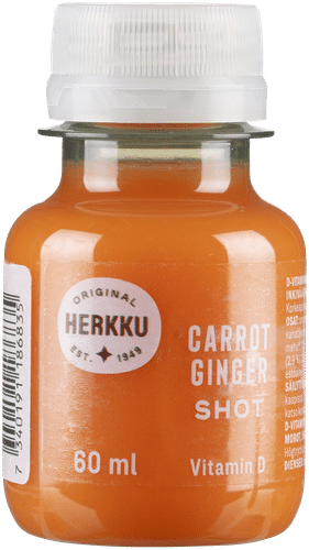 Herkku porkkana-inkiväärishot+D-vit 60 ml
