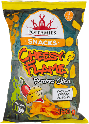 Poppamies 芝士辣椒味薯片 150g｜Poppamies Snacks Cheesy Flame Potato Chips juuston ja chilin makuiset perunalastut 150g