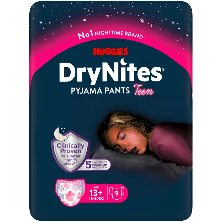 DryNites tyttö 9kpl 13+ vuotta｜Huggies DryNites 女孩 9 件 13 岁以上
