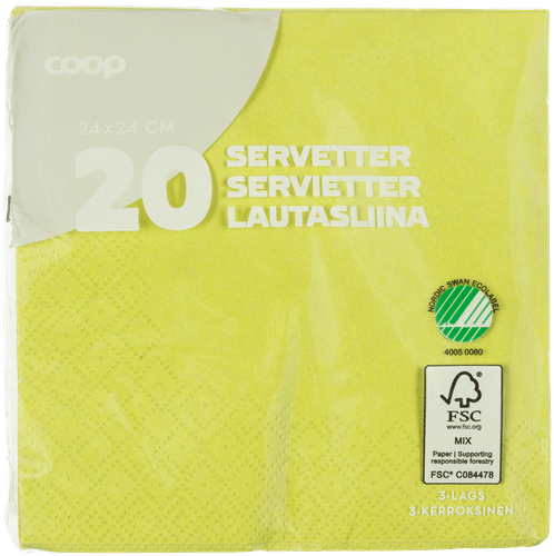 Coop lautasliina lime 24x24cm 20kpl
