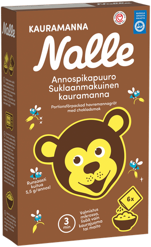 Nalle 180g suklaanmakuinen kauramannapuuro annospakattu