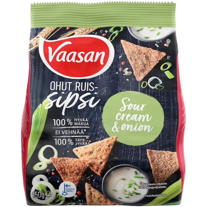 Vaasan Ruissipsi Sourcream & Onion 150g-Vaasan 黑麦片 酸奶油和洋葱 150g