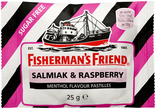 Fisherman's Friend 渔夫之宝25克无糖咸甘草-覆盆子｜Fisherman´s Friend 25g sokeriton Salmiakki-Vadelma
