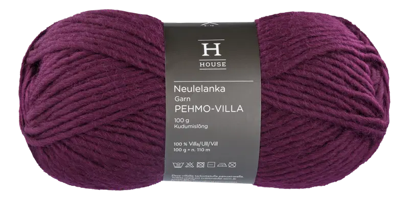 House 编织毛线 Pehmovilla 112706 100克 紫色 6756｜House neulelanka Pehmovilla 112706 100 g Purple 6756