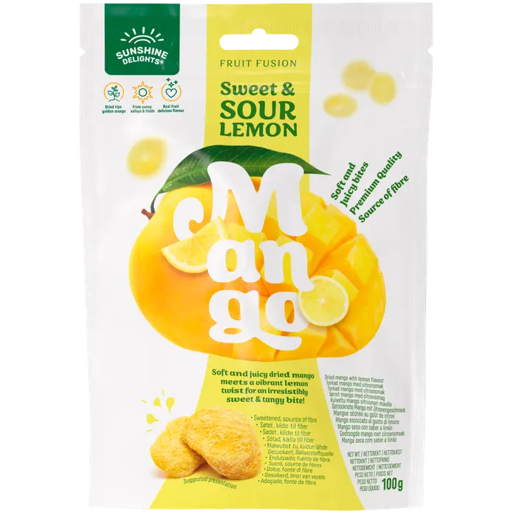 Sunshine Delights Fruit Fusion Sweet & Sour Lemon Mango 100g-Sunshine Delights 水果融合糖醋柠檬芒果 100g