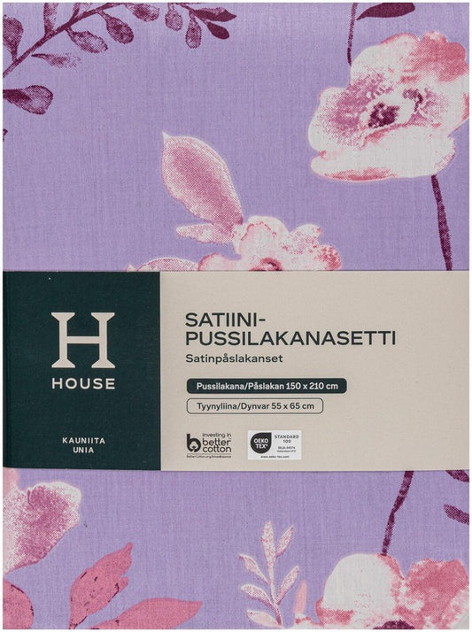 House 缎面被套套装 Watercolor Flower 150x210厘米，锦葵紫