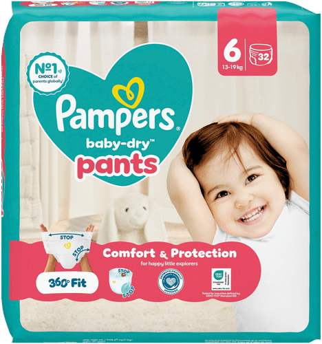 Pampers 婴儿干爽裤S6 13-19公斤32片拉拉裤｜Pampers Baby Dry Pants S6 13-19 kg 32kpl housuvaippa