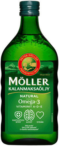 Möller 鱼肝油 Natural Omega-3 维生素A-D-E 膳食补充剂 500ml｜Möller Kalanmaksaöljy Natural Omega-3 Vitamiinit A-D-E ravintolisä 500ml