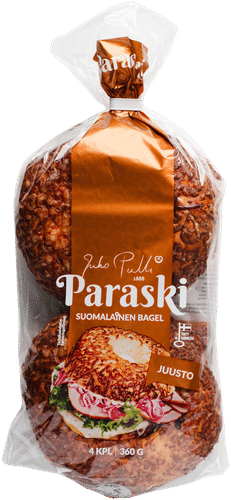 Juho Pullin Paraski - Suomalainen bagel 4 kpl 360 g juusto｜Juho Pulli 帕拉斯基 - 芬兰贝果 4个装 360克 奶酪味