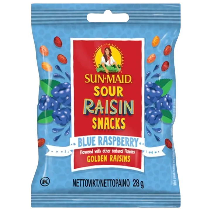 Sun-Maid Sour Raisin Snacks Blue Raspberry - vadelmanmakuinen rusina 28g-Sun-Maid 酸葡萄干零食 蓝莓 - 覆盆子味葡萄干 28g