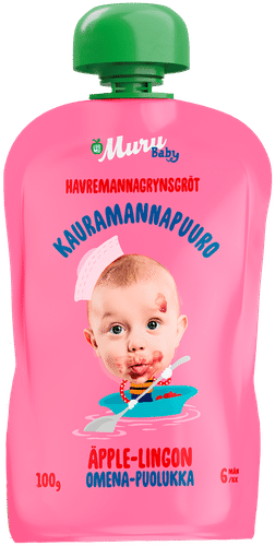 Muru Baby 有机燕麦米粉粥 苹果越橘 6个月起 100 g｜Muru Baby Luomukauramannapuuro, omena ja puolukka, alkaen 6 kk, 100 g