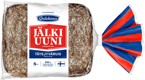 Oululainen Jälkiuuni Täysjyväruis 8kpl 480g, täysjyväruisleipä｜Oululainen 后烘全麦黑麦 8个480g，全麦黑麦面包