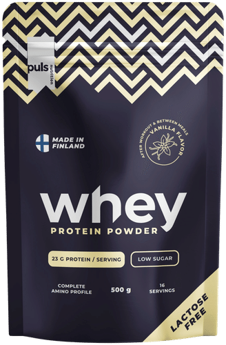 Puls 营养乳清蛋白粉香草味500克无乳糖国产｜PULS Nutrition WHEY proteiinijauhe Vanilja 500g laktoositon kotimainen