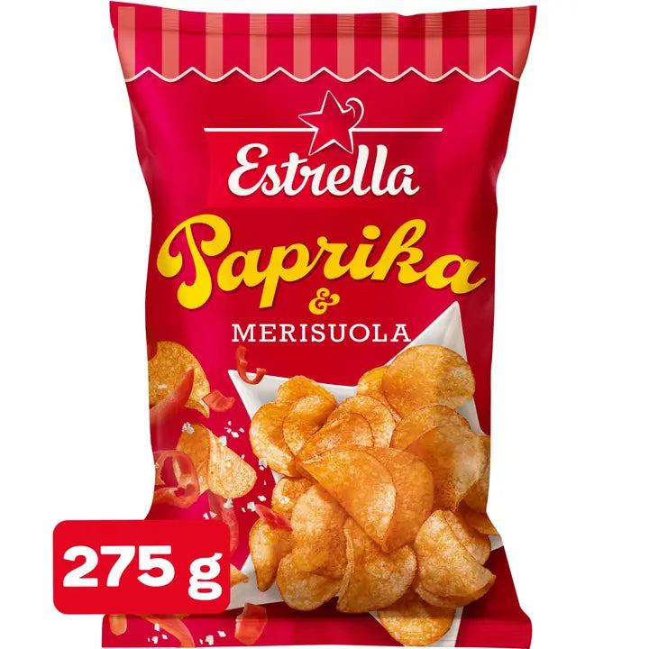 Estrella Paprika & Merisuola sipsi 275g-Estrella 辣椒粉和海盐片 275g