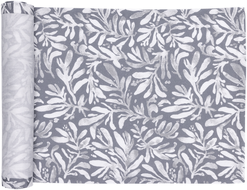 Pentik 赫提亚克力涂层桌旗45x160厘米叶子灰色｜Pentik Hetki akryylipinnoitettu kaitaliina 45x160 cm lehti harmaa