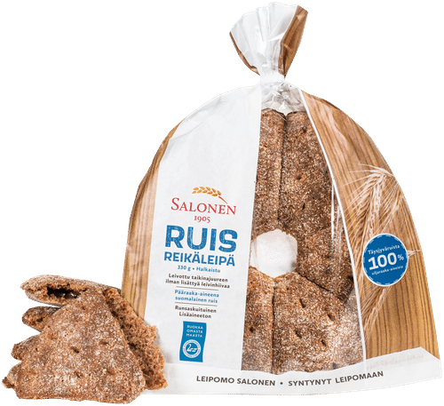 Leipomo Salonen Ruisreikäleipä 330 g ruisleipä, halkaistu｜Leipomo Salonen 黑麦圆孔面包 330g 黑麦面包，已切半