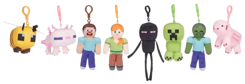 Minecraft 毛绒玩具我的世界混合装带夹子 13cm｜Pehmo Minecraft  lajitelma klipsulla 13cm