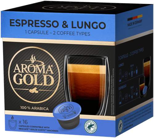 Aroma Gold espresso&lungo kahvikaps 16kpl｜Aroma Gold 浓缩咖啡和 Lungo 咖啡包 16kpl