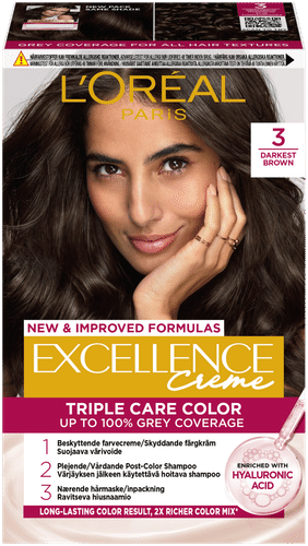 L'Oréal Paris Excellence Creme 3 Dark Brown 深棕色持久染发剂 1kpl