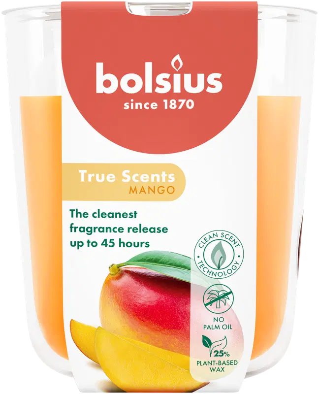 Bolsius True Scents – 玻璃杯香薰蜡烛 – 芒果 – 橙色 – 大号｜Bolsius True Scents – tuoksukynttilä lasissa – Mango – oranssi – suuri