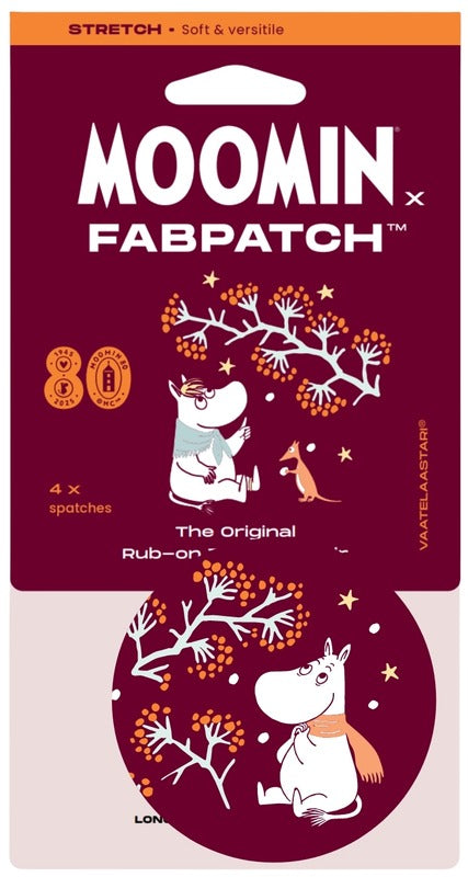 FabPatch 姆明 冬花 衣物贴片 2 片，摩擦粘贴式织物修补贴