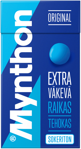Mynthon 原味特强无糖润喉糖 39g｜Mynthon Original Extra Väkevä sokeriton kurkkupastilli 39g