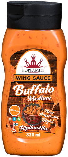 Poppamies 水牛城中辣鸡翅酱 320ml｜Poppamies Buffalo Medium siipikastike 320ml