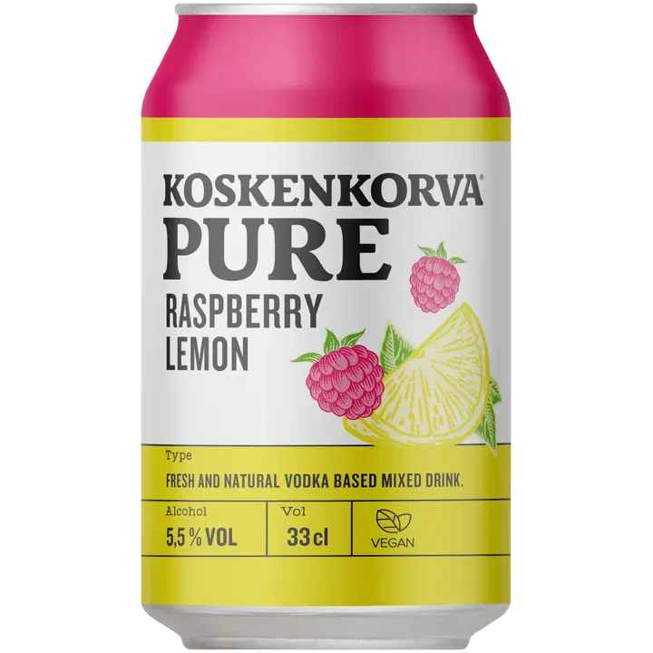 Koskenkorva PURE Raspberry Lemon 5,5% 33cl can｜Koskenkorva 纯树莓柠檬 5.5% 33cl 罐装
