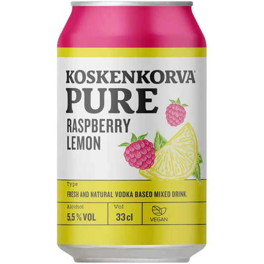Koskenkorva PURE Raspberry Lemon 5,5% 33cl can｜Koskenkorva 纯树莓柠檬 5.5% 33cl 罐装