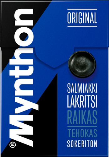 Mynthon 原味咸甘草-甘草无糖润喉糖 85g｜Mynthon Original Salmiakki-Lakritsi sokeriton kurkkupastilli 85g