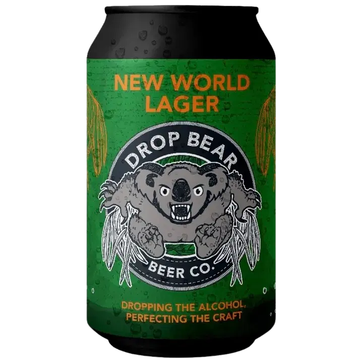 Drop Bear 新世界饮料 0.5 vol% 0.33 升罐装｜Drop Bear New World Lager 0,5 til-% 0,33 l tölkki