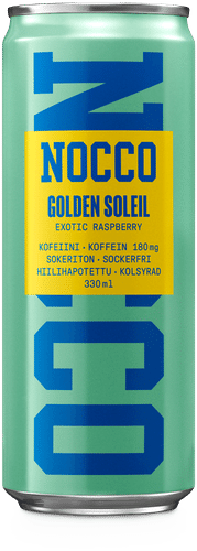 Nocco Golden Soleil 含咖啡因和维生素的碳酸能量饮料 330ml｜NOCCO Golden Soleil kofeiinia ja vitamiineja sisältävä hiilihapotettu energiajuoma 330ml