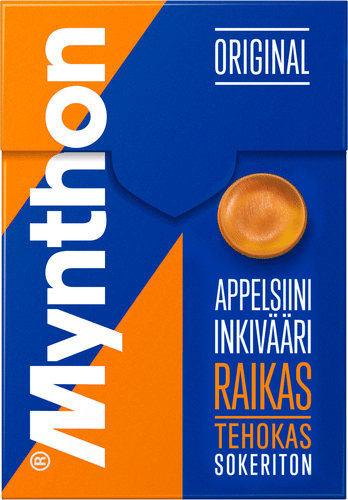 Mynthon 原味橙姜无糖+C润喉糖 85g｜Mynthon Original Appelsiini-Inkivääri sokeriton +C kurkkupastilli 85g