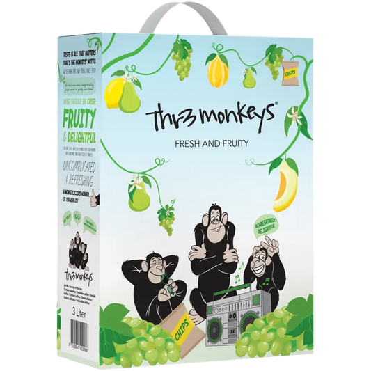 Thr3 Monkeys Fresh & Fruity White 8,0 til-% 3 L｜Thr3 Monkeys 新鲜果味白葡萄饮料 8.0 vol% 3 L