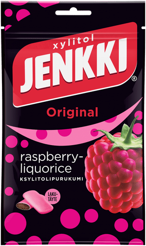 Jenkki 原味覆盆子-甘草木糖醇口香糖 100g｜Jenkki Original Raspberry-Liquorice ksylitolipurukumi 100g